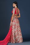 Shop_Two Sisters By Gyans_Pink Net, Georgette Sequins Asymmetric Meadow Embroidered Lehenga Set _at_Aza_Fashions