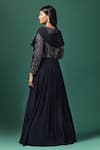 Shop_Two Sisters By Gyans_Blue Georgette Embroidery Sequin And Cutdana Embellished Attached Drape Gown _at_Aza_Fashions