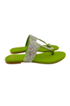 PREET KAUR_Green Hand Embroidered Resham Kolhapuri Flats _Online_at_Aza_Fashions