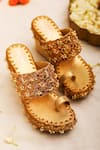 Shop_5elements_Gold Gota Patti, Pearls Flora Embellished Wedges _at_Aza_Fashions