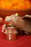 5elements_Gold Gota Patti, Pearls Embellished Mule Heels _Online_at_Aza_Fashions