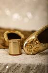 5elements_Gold Beads Half Crescent Embellished Mule Heels _Online_at_Aza_Fashions