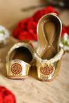 5Elements_Gold Ruby Stone Pearl And Studded Juttis _Online_at_Aza_Fashions