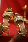 Buy_5elements_Gold Gota Patti, Beads Embellished Slider Heels _at_Aza_Fashions