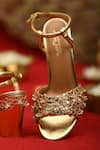 Shop_5elements_Gold Gota Patti, Beads Embellished Slider Heels _at_Aza_Fashions