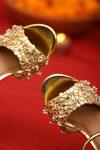 5elements_Gold Gota Patti, Beads Embellished Slider Heels _Online_at_Aza_Fashions