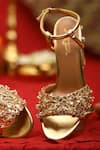 Buy_5elements_Gold Gota Patti, Beads Embellished Slider Heels _Online_at_Aza_Fashions