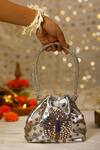Shop_5elements_Silver Beads, Mirrors, Embroidery Peacock Mirrorwork Potli Bag _Online_at_Aza_Fashions