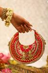 Shop 5elements Red Gota Patti Embellished Potli Bag at Aza Fashions Shop_5elements_Red Gota Patti Embellished Potli Bag _at_Aza_Fashions