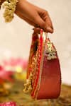 5elements Red Gota Patti Embellished Potli Bag Online at Aza Fashions 5elements_Red Gota Patti Embellished Potli Bag _Online_at_Aza_Fashions