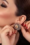 Buy_Anana_Red Kundan Floral Polki Stud Earrings _at_Aza_Fashions
