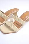 Shop_Elviraa By Pranali A Oswal_Beige Pearls Embellished Sculptural Heels _Online_at_Aza_Fashions