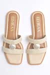 Shop_Elviraa By Pranali A Oswal_Beige Pearls Embellished Flats _at_Aza_Fashions