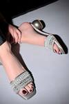 Buy_Elviraa By Pranali A Oswal_Gray Mirrors, Pearls Vine Embroidered Grey Matka Heels _at_Aza_Fashions