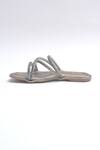 Shop_Elviraa By Pranali A Oswal_Silver Rhinestone Strappy Flats _Online_at_Aza_Fashions