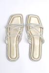 Shop_Elviraa By Pranali A Oswal_Gold Rhinestones Embellished Flats _at_Aza_Fashions