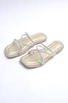 Elviraa By Pranali A Oswal_Gold Rhinestones Embellished Flats _Online_at_Aza_Fashions
