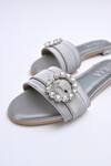 Buy_Elviraa By Pranali A Oswal_Gray Stones Studded Buckle Flats 