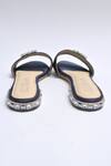 Elviraa By Pranali A Oswal_Blue Stone Studded Buckle Flats _Online_at_Aza_Fashions