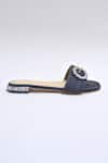 Shop_Elviraa By Pranali A Oswal_Blue Stone Studded Buckle Flats _Online_at_Aza_Fashions