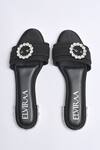 Shop_Elviraa By Pranali A Oswal_Black Stones Embellished Buckle Flats _at_Aza_Fashions