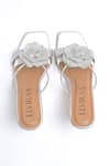 Shop_Elviraa By Pranali A Oswal_Silver Rhinestones Bloom Sculptural Heels _at_Aza_Fashions