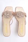 Shop_Elviraa By Pranali A Oswal_Rose Gold Rhinestones Blossom Sculptural Heels _at_Aza_Fashions