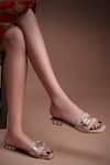 Buy_Elviraa By Pranali A Oswal_Gold Pearl Buckle Flats _at_Aza_Fashions