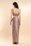 Shop_AMRTA by GUNEET KONDAL_Beige Shell 100% Sterling Satin Embellished Metallic Bustier With Draped Skirt _at_Aza_Fashions