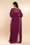 Shop_AMRTA by GUNEET KONDAL_Purple Bustier And Skirt  Shell 100% Viscose Ruched Sleeves Cape & Draped Set _at_Aza_Fashions