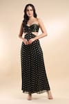 Buy_AMRTA by GUNEET KONDAL_Black Shell 90% Viscose Georgette Polka Dot Off Shoulder Pattern Jumpsuit _at_Aza_Fashions