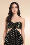 Buy_AMRTA by GUNEET KONDAL_Black Shell 90% Viscose Georgette Polka Dot Off Shoulder Pattern Jumpsuit 