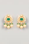 Shop_Karisa Designs_White Pearls, Beads, Diamonds Handcrafted Moissanite Polki Drop Earrings _at_Aza_Fashions