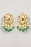 Shop_Karisa Designs_White Pearls, Crystals, Beads, Diamonds Half Crescent Shaped Earrings _at_Aza_Fashions