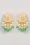 Shop_Karisa Designs_White Pearls, Crystals, Beads Chaand Shaped And Moissanite Earrings _at_Aza_Fashions