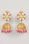 Shop_Karisa Designs_White Katha Moissanite Polki Jhumkas _at_Aza_Fashions