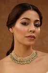 Buy_Karisa Designs_Green Kundan Pearl Embellished Choker _at_Aza_Fashions
