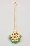Shop_Karisa Designs_Green Moissanite Stone Embellished Maangtikka _at_Aza_Fashions