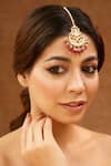 Buy_Karisa Designs_Red Moissanite Polki Maangtikka _at_Aza_Fashions