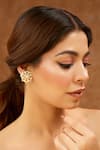 Buy_Karisa Designs_White Metallic Thread Mila Moissanite Polki Studs _at_Aza_Fashions