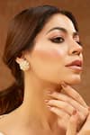 Buy_Karisa Designs_White Moissanite Polki Embellished Stud Earrings _at_Aza_Fashions