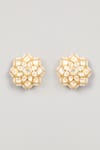 Shop_Karisa Designs_White Moissanite Polki Embellished Stud Earrings _at_Aza_Fashions