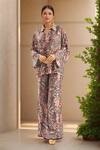 Buy_Ridhi Mehra_Black Print Floral Collared Neck Embellished Shirt And Pant Set _at_Aza_Fashions