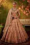 Buy_Manvi Kapoor_Pink Blouse And Lehenga Raw Silk Hand Embroidered Guldasta Sequin Bridal Set _at_Aza_Fashions