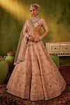 Buy_Manvi Kapoor_Pink Blouse And Lehenga Raw Silk Hand Embroidered Guldasta Sequin Bridal Set _Online_at_Aza_Fashions