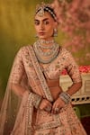 Shop_Manvi Kapoor_Pink Blouse And Lehenga Raw Silk Hand Embroidered Guldasta Sequin Bridal Set _Online_at_Aza_Fashions