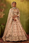 Buy_Manvi Kapoor_Pink Blouse And Lehenga Raw Silk Hand Embroidered Bagh Sequin Bridal Set _at_Aza_Fashions