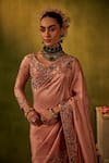 Manvi Kapoor_Pink Saree Organza Embroidered Sequins Round Rose And Cutdana With Blouse _at_Aza_Fashions