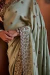 Manvi Kapoor_Green Saree Silk Embroidered Sequins Plunge Bageecha Floral With Blouse _Online_at_Aza_Fashions