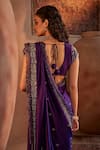 Shop_Manvi Kapoor_Purple Saree Silk Hand Embroidered Cutdana Plunge Ranthombore Sequin Set _at_Aza_Fashions